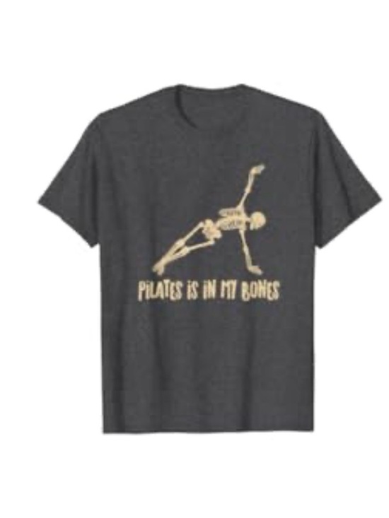 Tops - Pilates Is In My Bones Graphic T-Shirt - Charcoal Gray